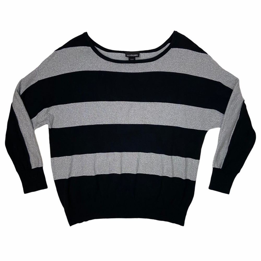 Lane Bryant Silver Black Striped Sweater 18/20